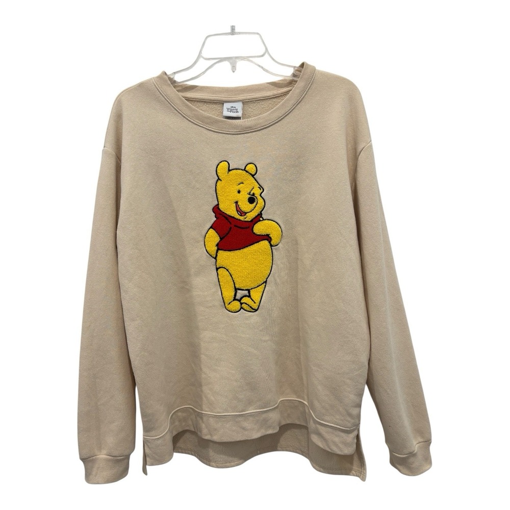 Disney Winnie Pooh Top Womens XXL Ivory Plush Graphic Sweatshirt Pullover‎ Crew